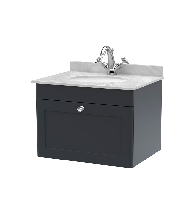 Soft Black cabinet, Grey Marble