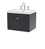 Nuie Classique Wall Hung Vanity Unit with 3 Tap Hole Contemporary Basin - Soft Black