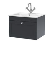 Nuie Classique Wall Hung Vanity Unit with White Stone Basin - Soft Black