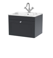 Nuie Classique Wall Hung Vanity Unit with Marble Stone Basin - Soft Black