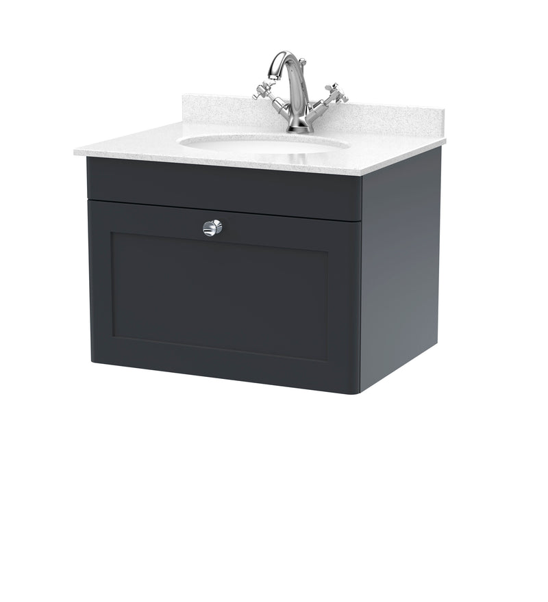 Soft Black cabinet, White Marble