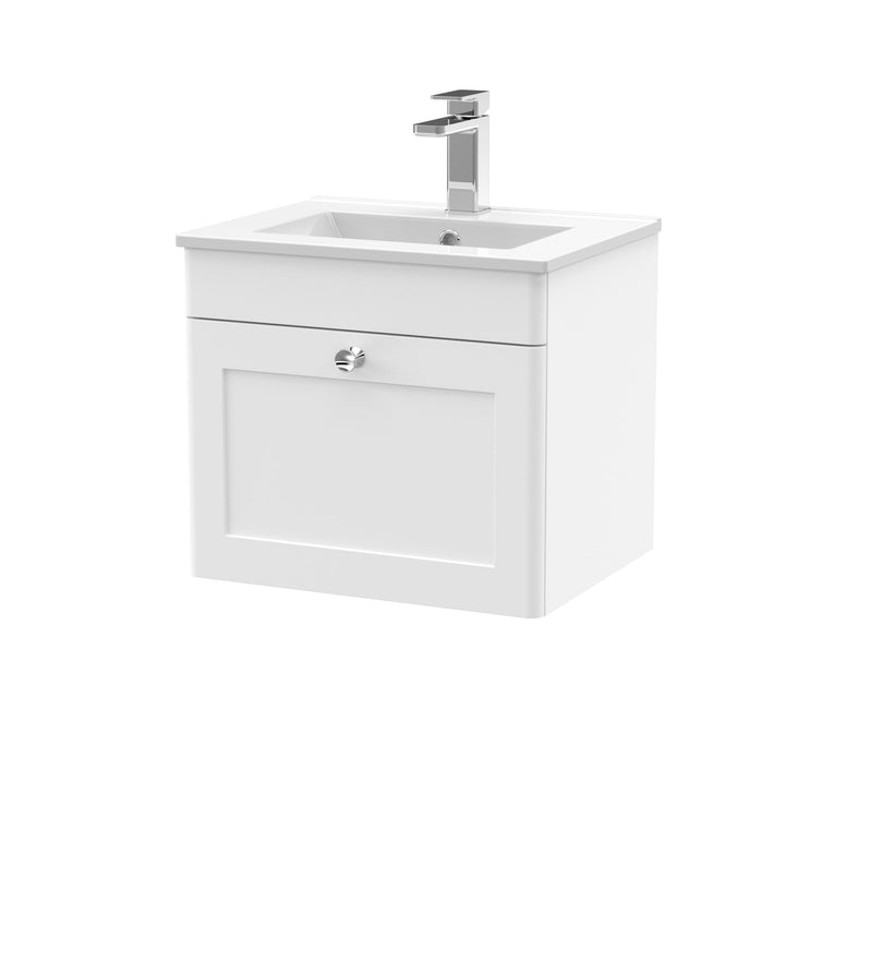 Nuie Classique Wall Hung Vanity Unit with Minimalist Basin - White