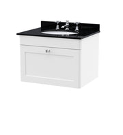 3TH Round Marble Basin WH - White cabinet, Black Marble