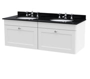 3TH Twin Round Marble Basin WH - White cabinet, Black Marble