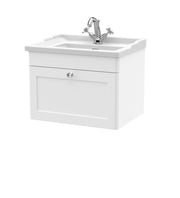 Nuie Classique Wall Hung Vanity Unit with Traditional Basin - White