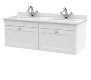 Twin Square Marble Basin WH - White cabinet