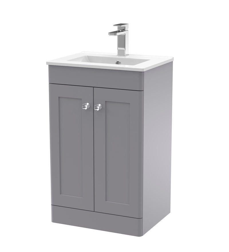 Nuie Classique Floor Standing Vanity Unit with Minimalist Basin - Grey