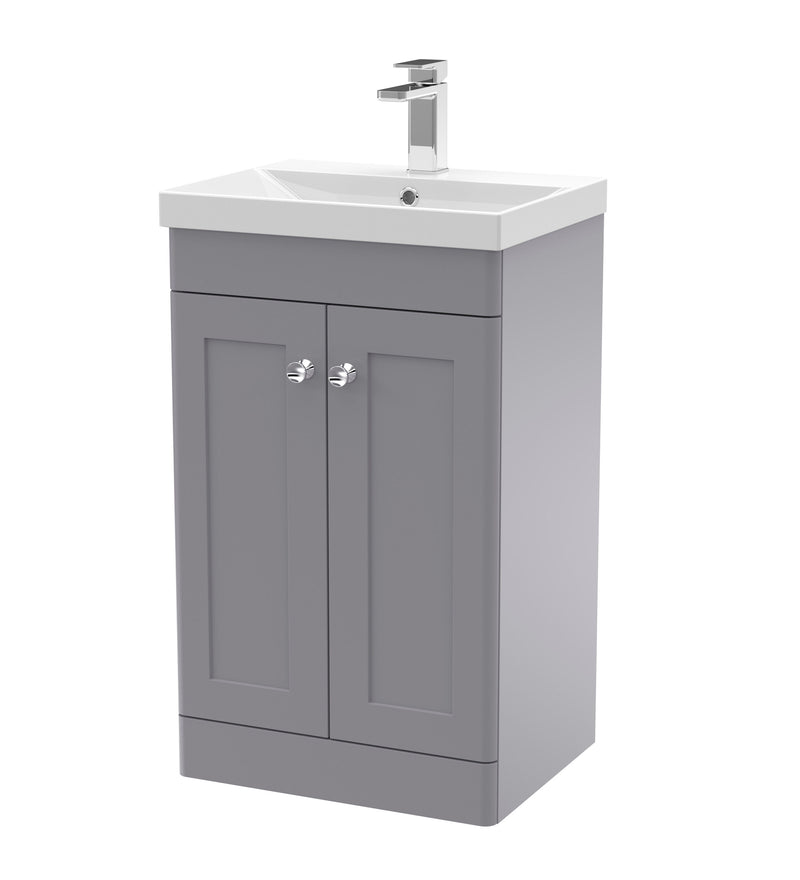 Nuie Classique Floor Standing Vanity Unit with Thin Edge Basin - Grey