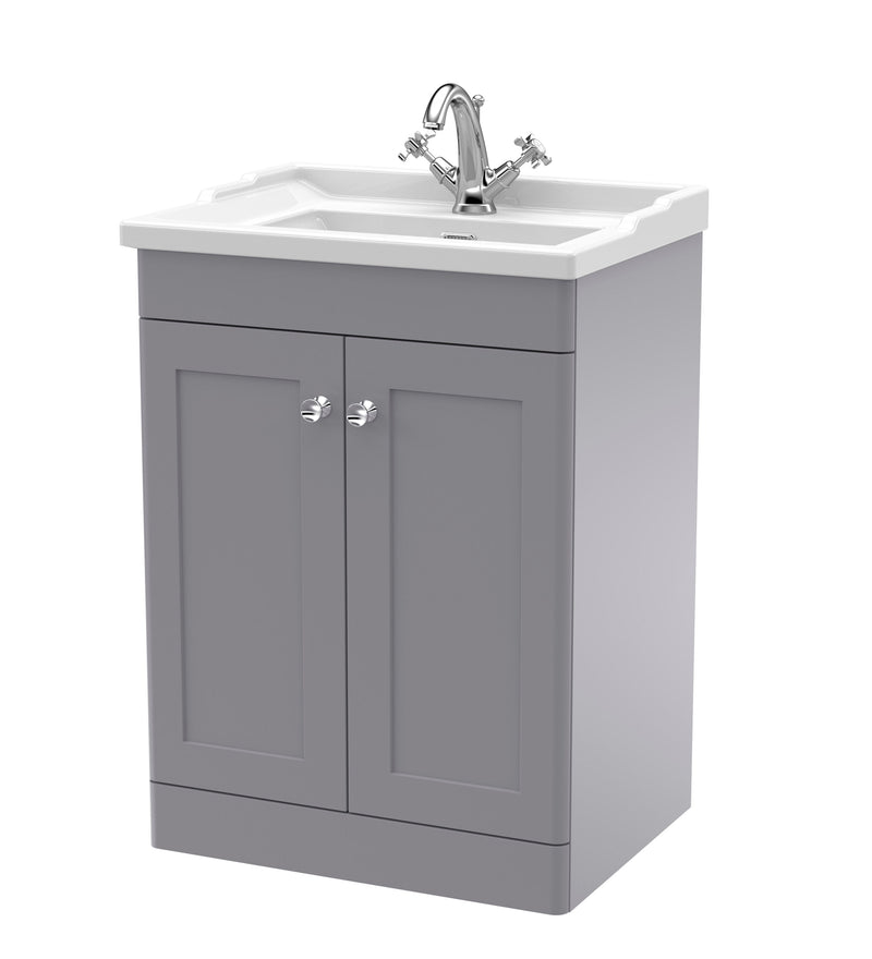 Nuie Classique Floor Standing Vanity Unit with Traditional Basin - Grey