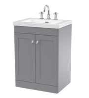 Nuie Classique Floor Standing Vanity Unit with 3 Tap Hole Contemporary Basin - Grey