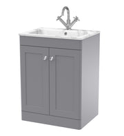 Nuie Classique Floor Standing Vanity Unit with Marble Stone Basin - Grey