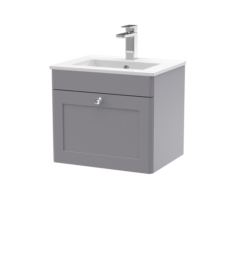 Nuie Classique Wall Hung Vanity Unit with Minimalist Basin - Grey