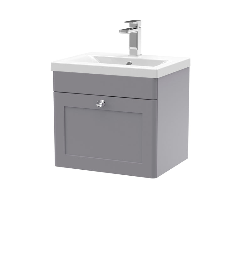 Nuie Classique Wall Hung Vanity Unit with Mid-Edge Basin - Grey