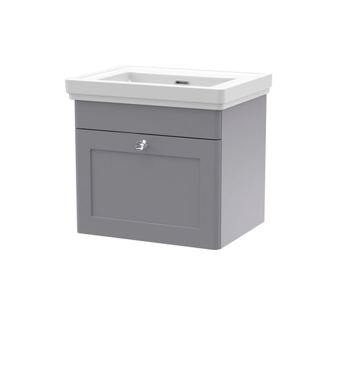 Nuie Classique Wall Hung Vanity Unit with Fireclay Basin (No Tap Hole) - Grey
