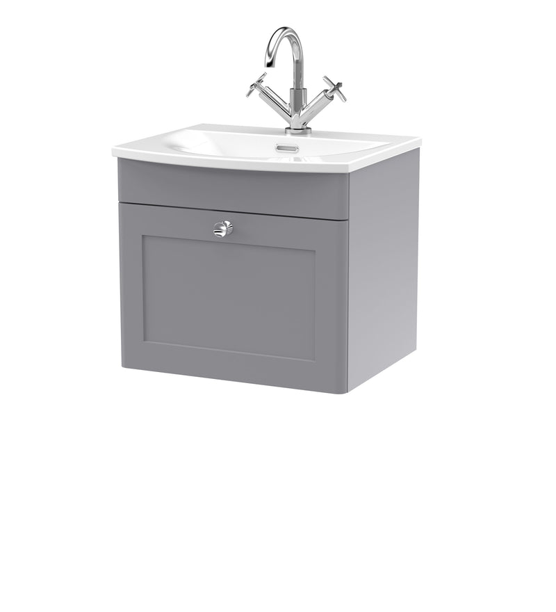 Nuie Classique Wall Hung Vanity Unit with Curved Basin - Grey