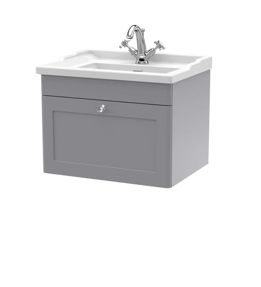 Nuie Classique Wall Hung Vanity Unit with Traditional Basin - Grey