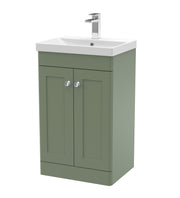 Nuie Classique Floor Standing Vanity Unit with Thin Edge Basin - Green