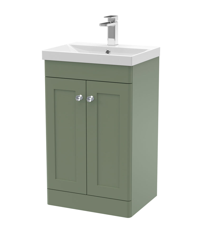 Nuie Classique Floor Standing Vanity Unit with Thin Edge Basin - Green