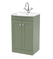 Nuie Classique Floor Standing Vanity Unit with Curved Basin - Green