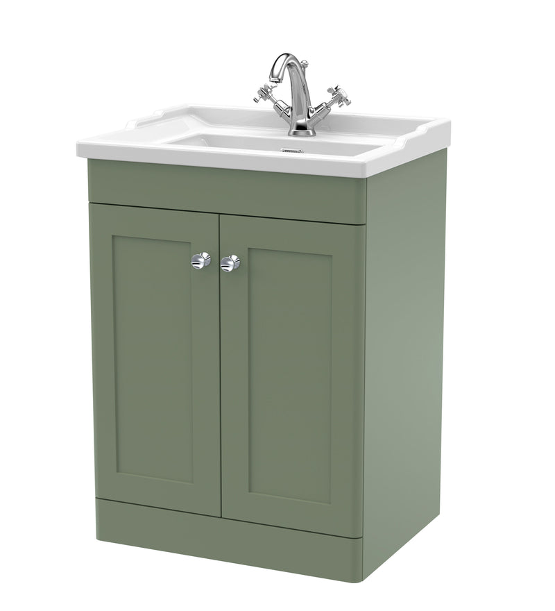 Nuie Classique Floor Standing Vanity Unit with Traditional Basin - Green