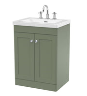 Nuie Classique Floor Standing Vanity Unit with 3 Tap Hole Contemporary Basin - Green