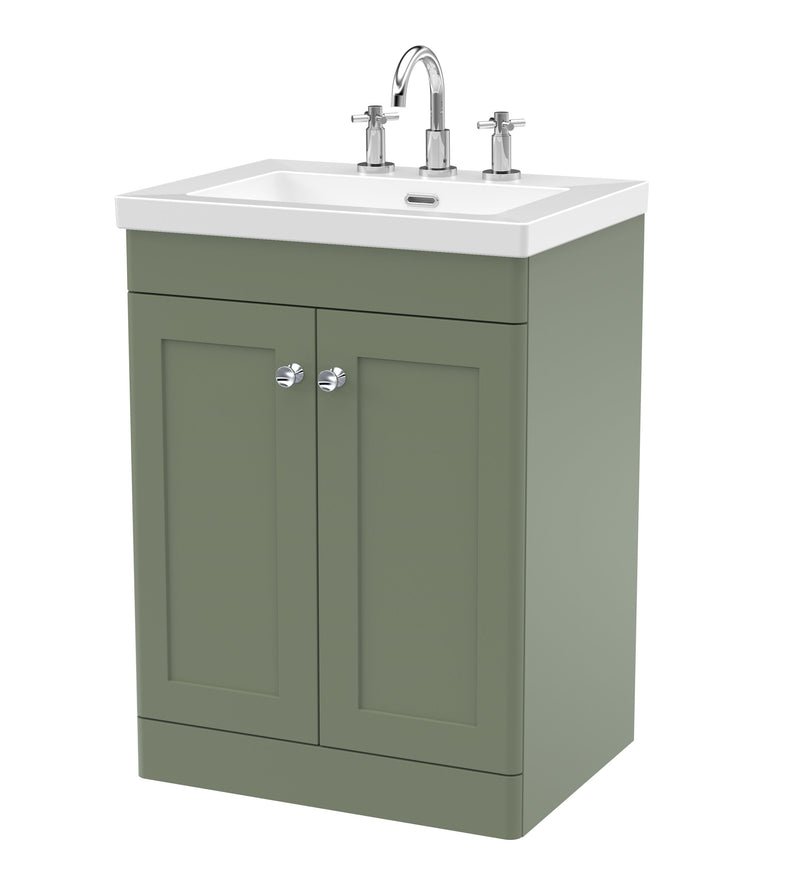 Nuie Classique Floor Standing Vanity Unit with 3 Tap Hole Contemporary Basin - Green