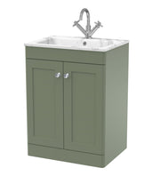 Nuie Classique Floor Standing Vanity Unit with Marble Stone Basin - Green