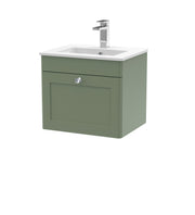 Nuie Classique Wall Hung Vanity Unit with Minimalist Basin - Green