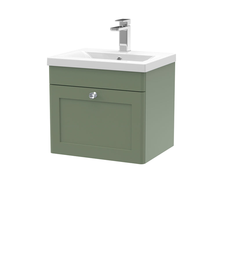 Nuie Classique Wall Hung Vanity Unit with Mid-Edge Basin - Green