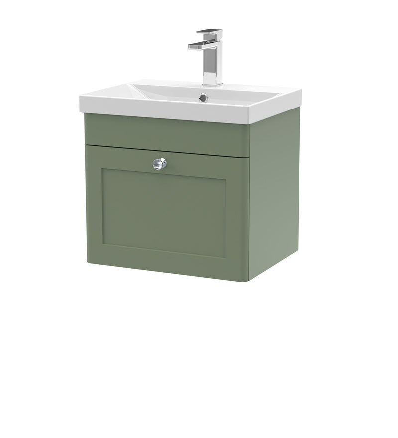 Nuie Classique Wall Hung Vanity Unit with Thin Edge Basin - Green