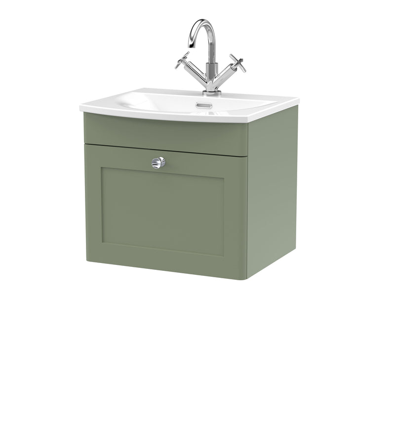 Nuie Classique Wall Hung Vanity Unit with Curved Basin - Green