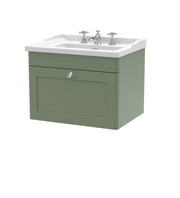 Nuie Classique Wall Hung Vanity Unit with 3 Tap Hole Traditional Basin - Green