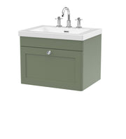 Nuie Classique Wall Hung Vanity Unit with 3 Tap Hole Contemporary Basin - Green