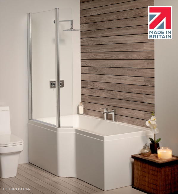 Carron Urban Edge L-shaped shower bath installed in a modern bathroom