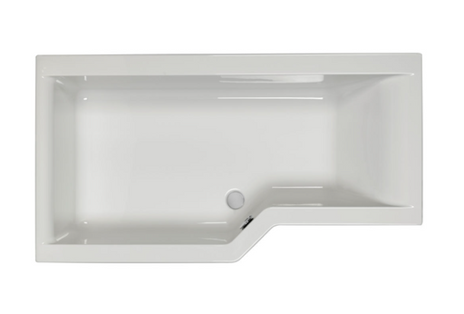 Carron Urban Edge left hand L-shaped shower bath shown from above in gloss white