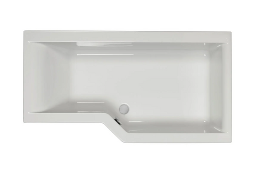 Carron Urban Edge right hand L-shaped shower bath shown from above in gloss white