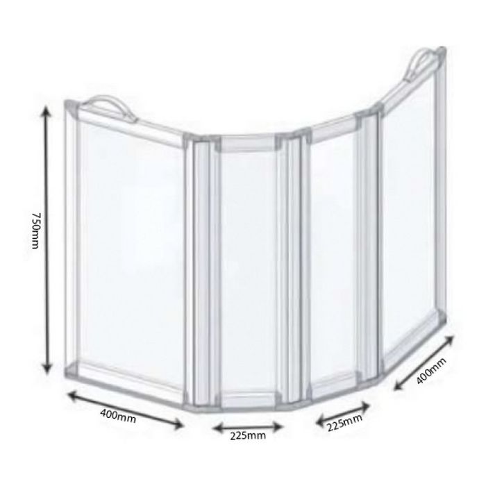 AKW Freeway 4 Panel Portable Shower Screen 400x225x225x400mm (750mm High) 15135