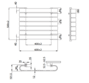 Technical drawing of a radiator with dimensions