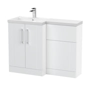Nuie Deco 1100mm Combination Vanity & WC Unit - Satin White Polymarble Left Hand