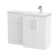 Nuie Deco 1100mm Combination Vanity & WC Unit - Satin White Polymarble Right Hand