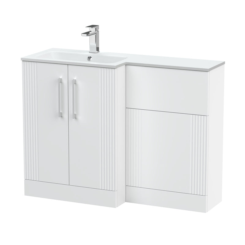Nuie Deco 1100mm Combination Vanity & WC Unit - Satin White Stone Left Hand