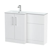 Nuie Deco 1100mm Combination Vanity & WC Unit - Satin White Stone White Gloss Left Hand