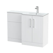 Nuie Deco 1100mm Combination Vanity & WC Unit - Satin White Stone Right Hand