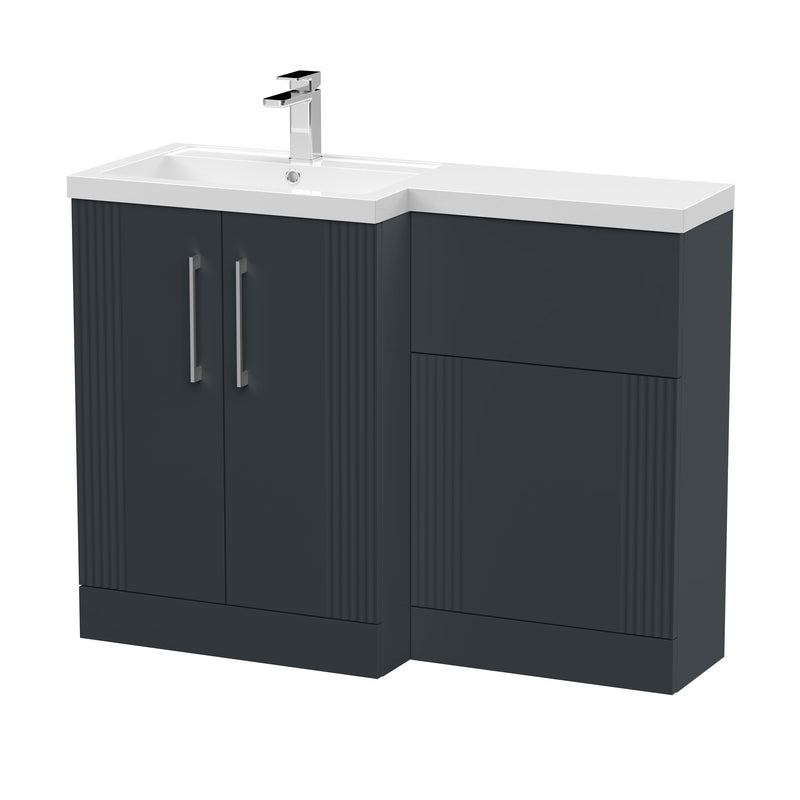 Nuie Deco 1100mm Combination Vanity & WC Unit - Soft Black Polymarble Left Hand