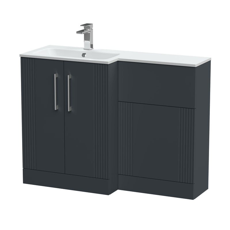 Nuie Deco 1100mm Combination Vanity & WC Unit - Soft Black Stone Left Hand