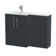 Nuie Deco 1100mm Combination Vanity & WC Unit - Soft Black Stone White Gloss Left Hand