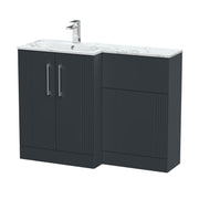 Nuie Deco 1100mm Combination Vanity & WC Unit - Soft Black Stone Marble Effect Left Hand
