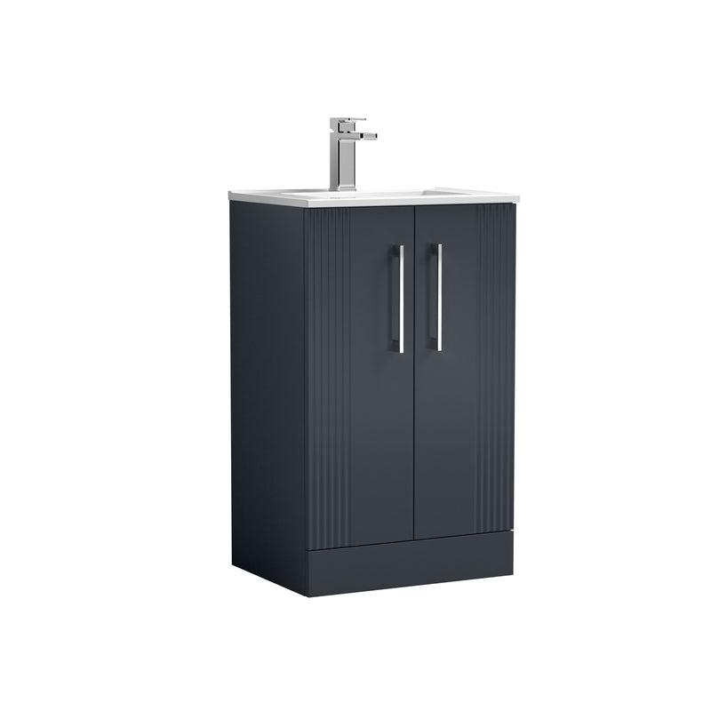 Nuie Deco Floor Standing Vanity Unit with Minimalist Basin - Soft Black 500mm