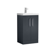 Nuie Deco Floor Standing Vanity Unit with Thin Edge Basin - Soft Black 500mm