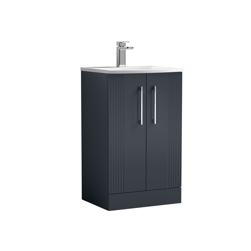 Nuie Deco Floor Standing Vanity Unit with Curved Basin - Soft Black 500mm